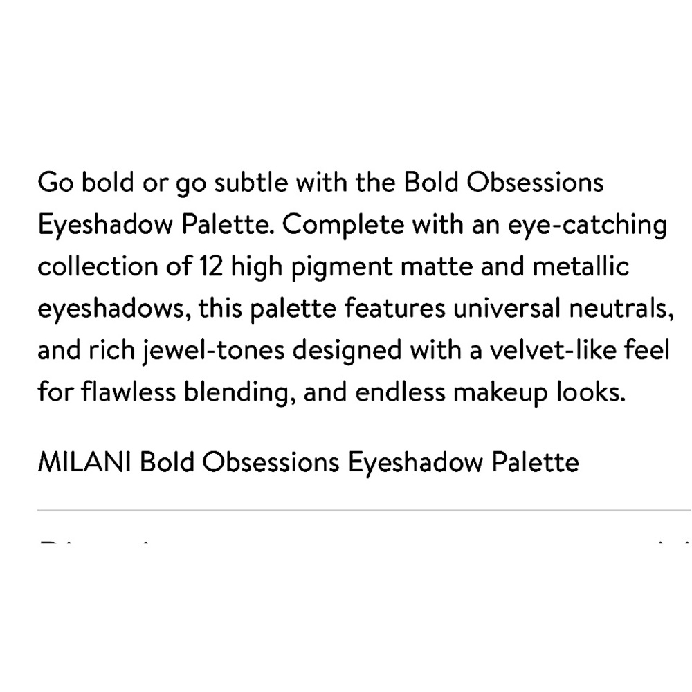 NEW MILANI "Bold Obsessions" Eyeshadow Pallette - Picture 8 of 10